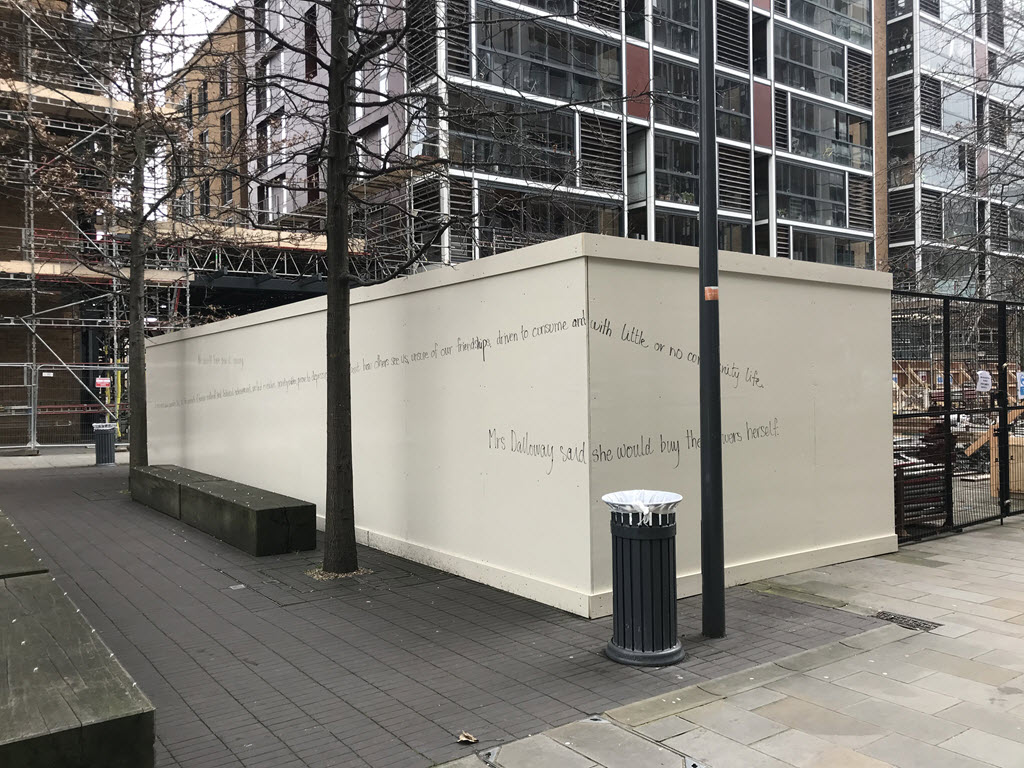 Hoarding with the first sentences.